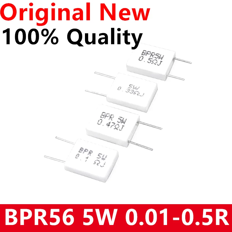 10 stücke BPR56 5W 0,001 0,1 0,15 0,22 0,25 0,33 0,5 ohm Nicht-induktive Keramik Zement Widerstand 0,1 R 0,15 R 0,22 R 0,25 R 0,33 R 0,5 R