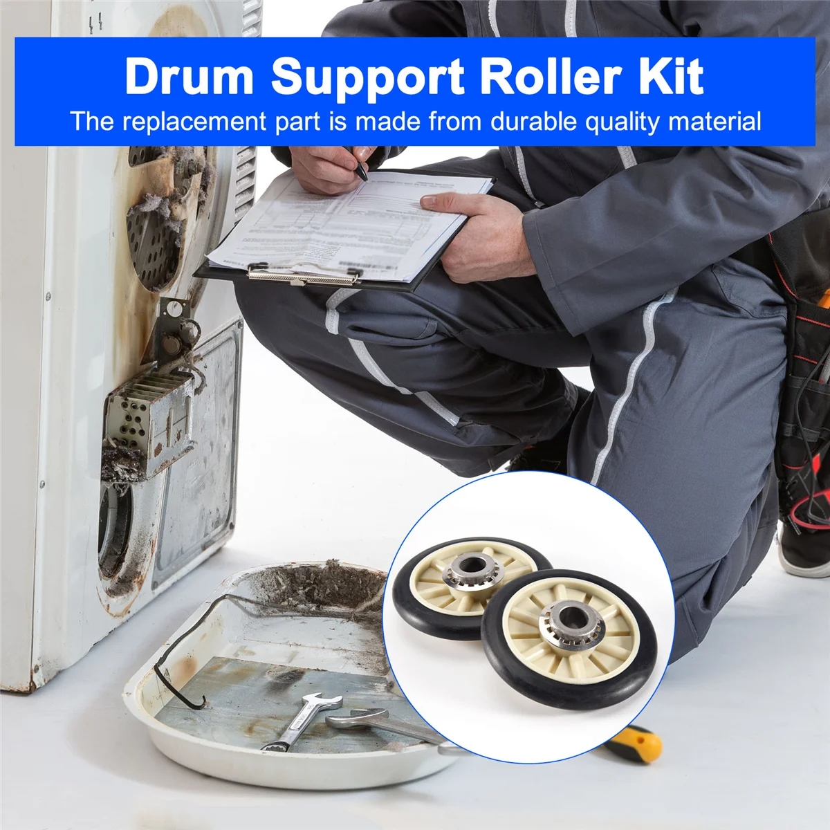 2PCS 349241T Dryer Drum Roller Kit for