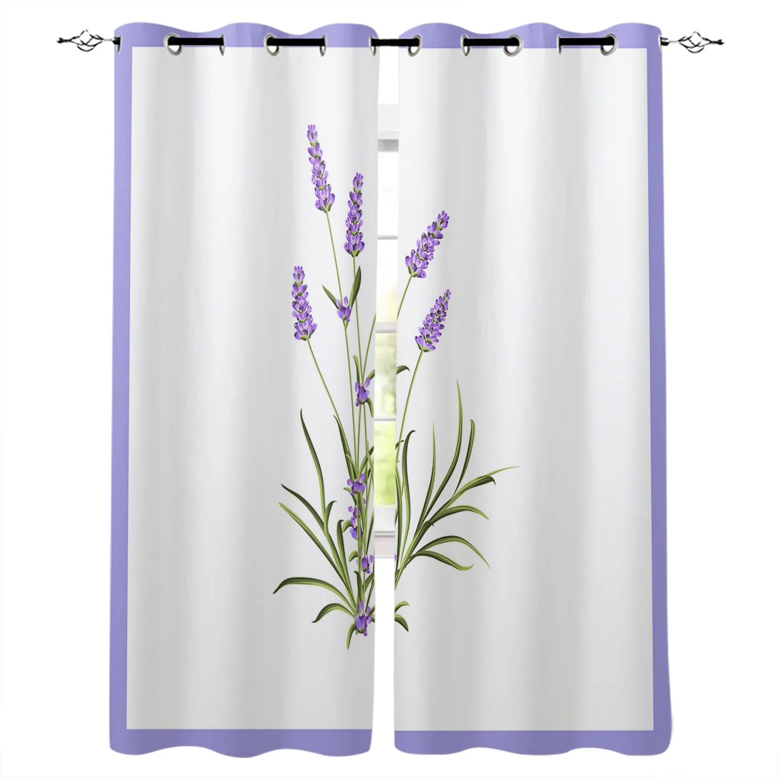 Violet Flower Lavender Romance Print Curtains For Kitchen Bedroom Window Treatment Curtains for Living Room Home Decor Drapes