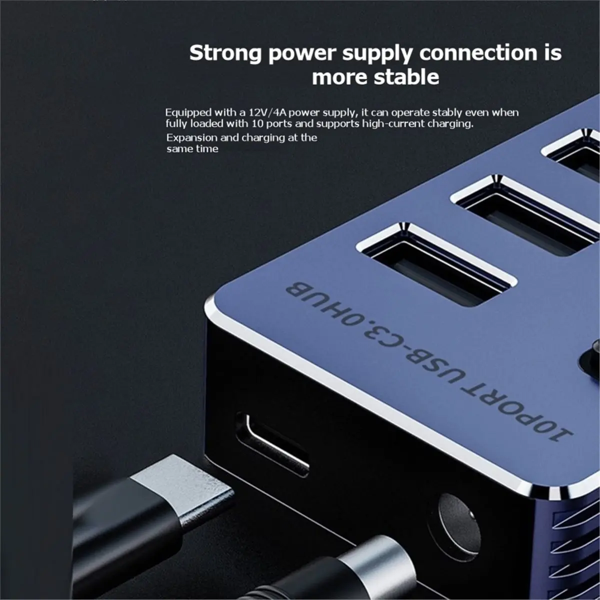 computer 5-Port USB 2-Port Type-C Hub Splitter OFF/on Switch Power Adapter USB Ports Extender for Labtop Mobile Phone Tablets