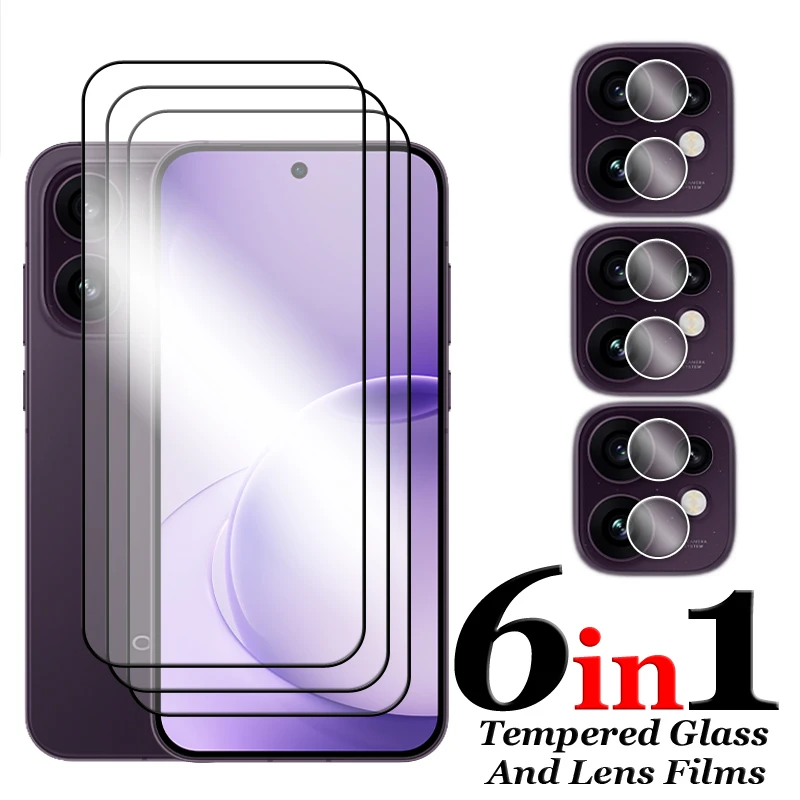 6in1 For OPPO Reno16 Glass For Reno16 F FS Reno 16 Pro Tempered Glass 2.5D Full Cover Glue Screen Protector For Reno16 Lens Film
