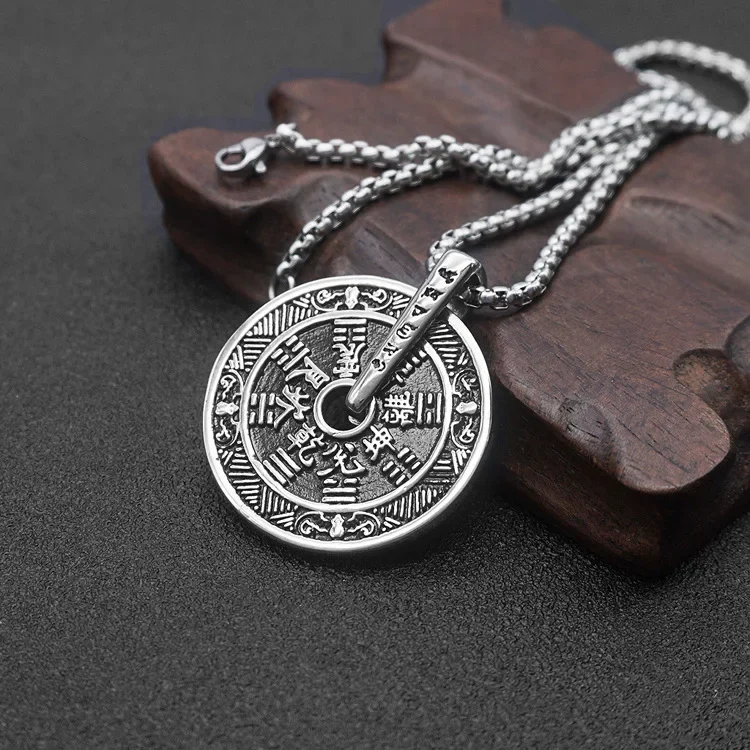 

Chinese Style Retro Fashion Gossip Talisman Men and Women's Stainless Steel Necklace Stainless Steel Pendant