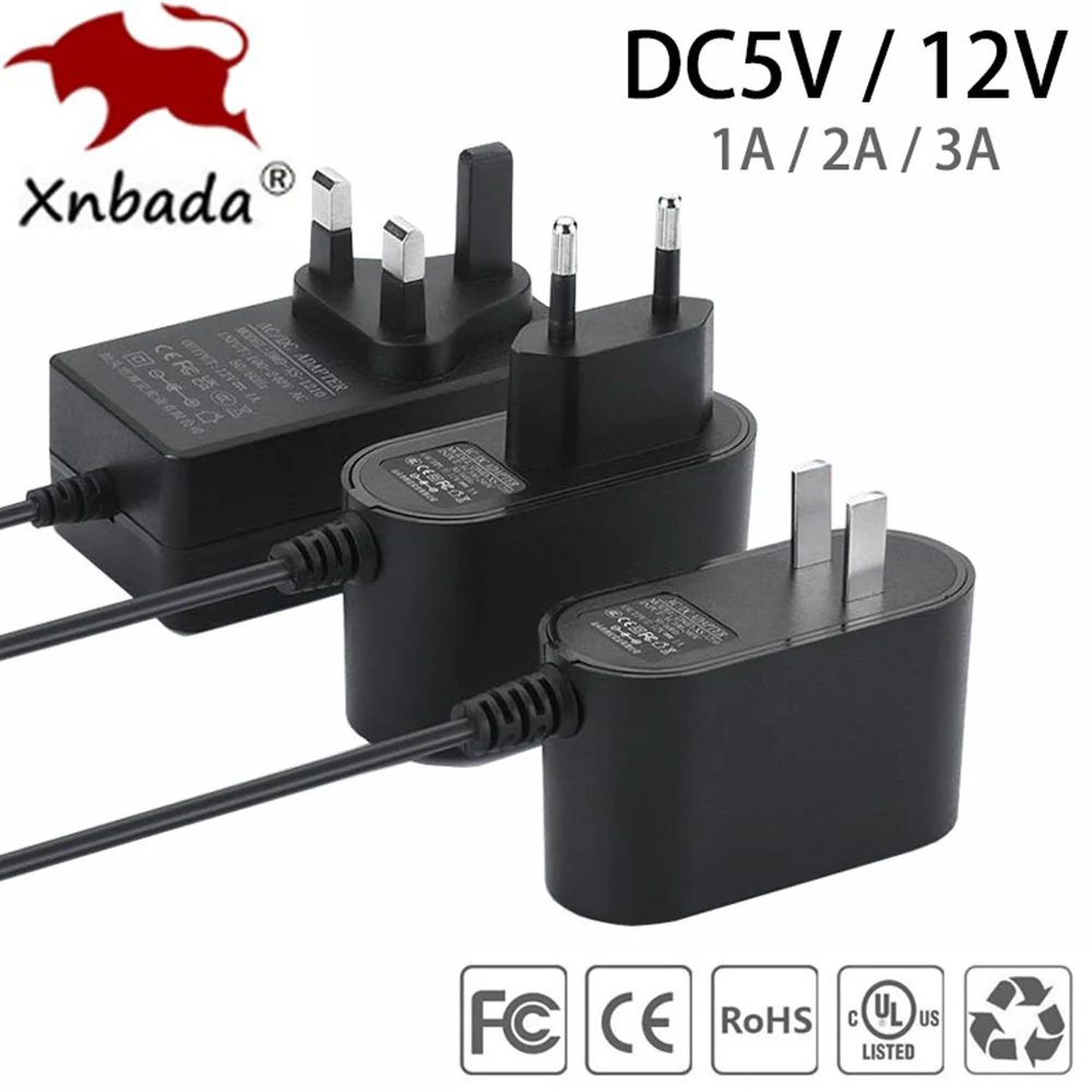 AC110-240V To DC5V/12V Lighting Transformer 2A 3A Universal LED Power Adapter Supply Charger Adaptor For CCTV Light Strips