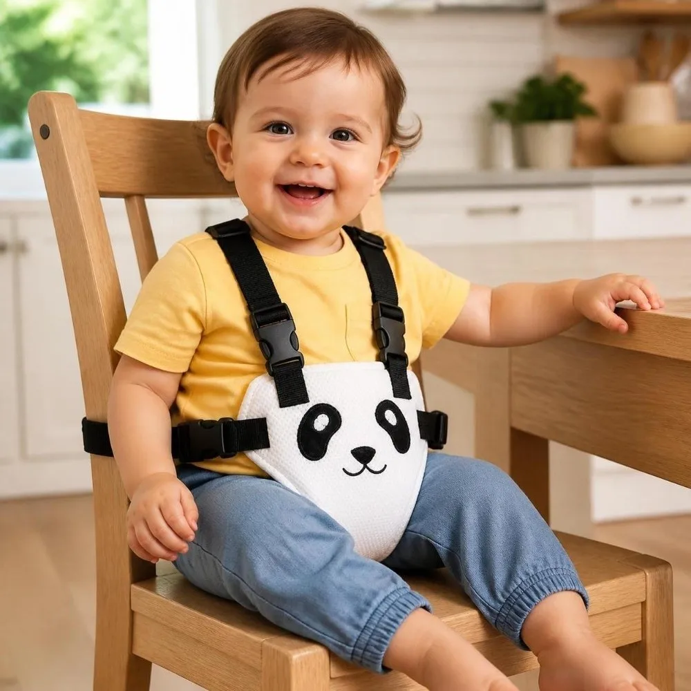 Soft High Chair Safety Belt Breathable Adjustable Baby Dining Waist Belt Portable Cartoon Embroidered Stroller Anti-Fall Strap