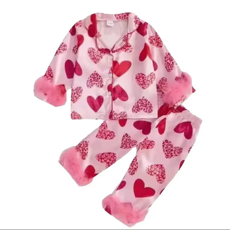 Valentines Day Girl Baby Love Pajamas Set New Soft Boutique Childrens Clothing Childrens Cotton Pajamas