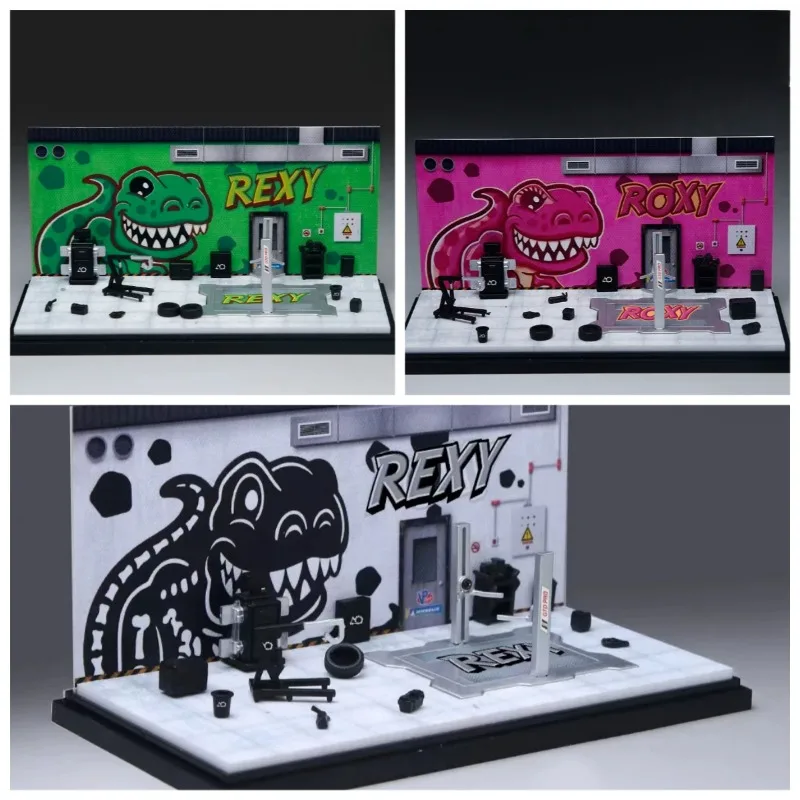MOREART 1:64 scaled down scene green dragon painting repair room model decoration collection souvenir.