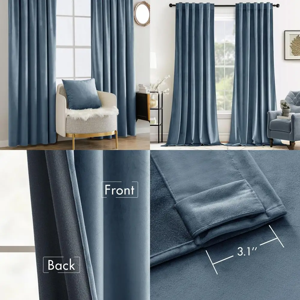 

Роскошные бархатные шторы с термоизоляцией цвета камня, 52x90, 2 панели для спален и гостиных