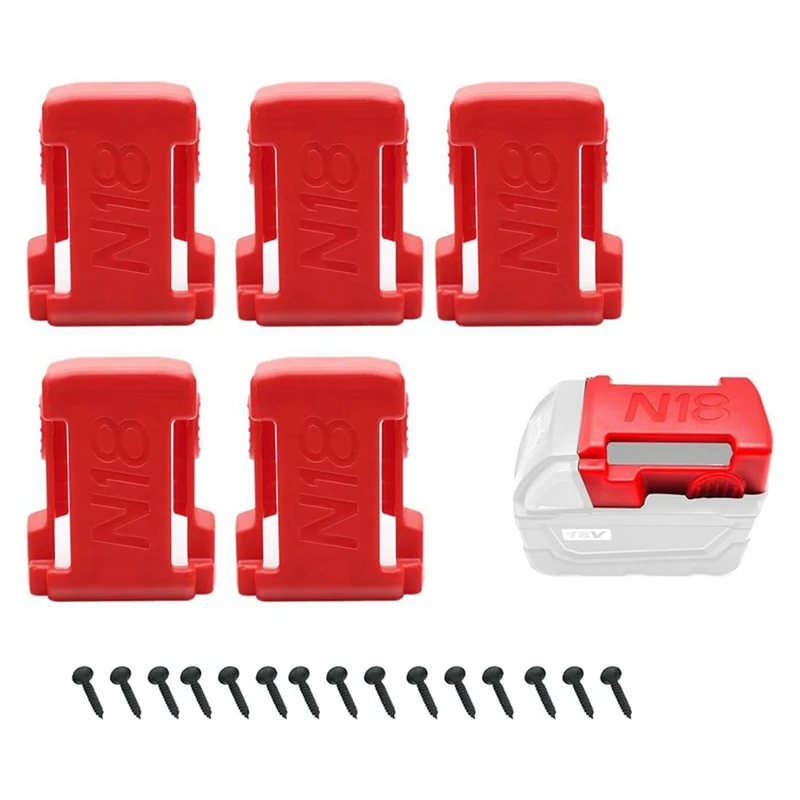 For Milwaukee M18 18V Battery Tool Holders Battery Holders Wall Mount Red Drill Tool M8 Holder With Screws