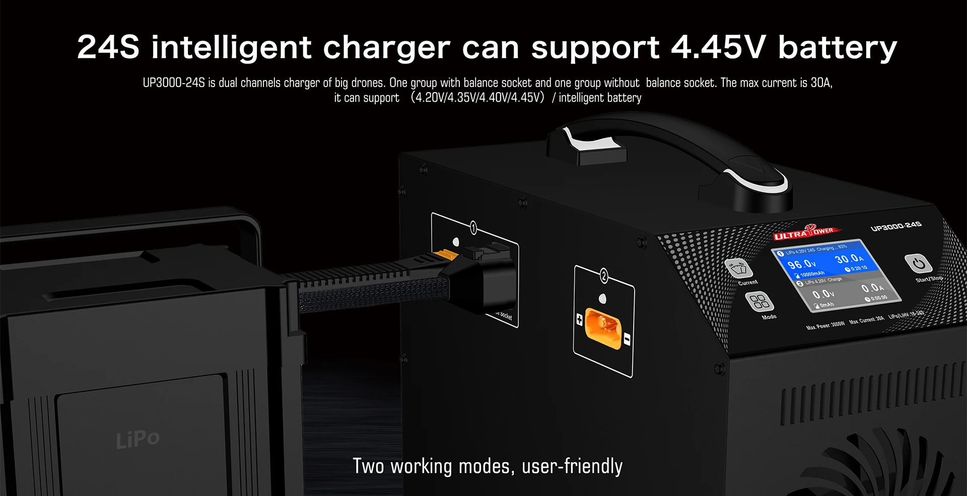 Caricatore per drone UAV con batteria LiPo/LiHV ULTRAPOWER UP3000-24S 3000W 30A 16-24S