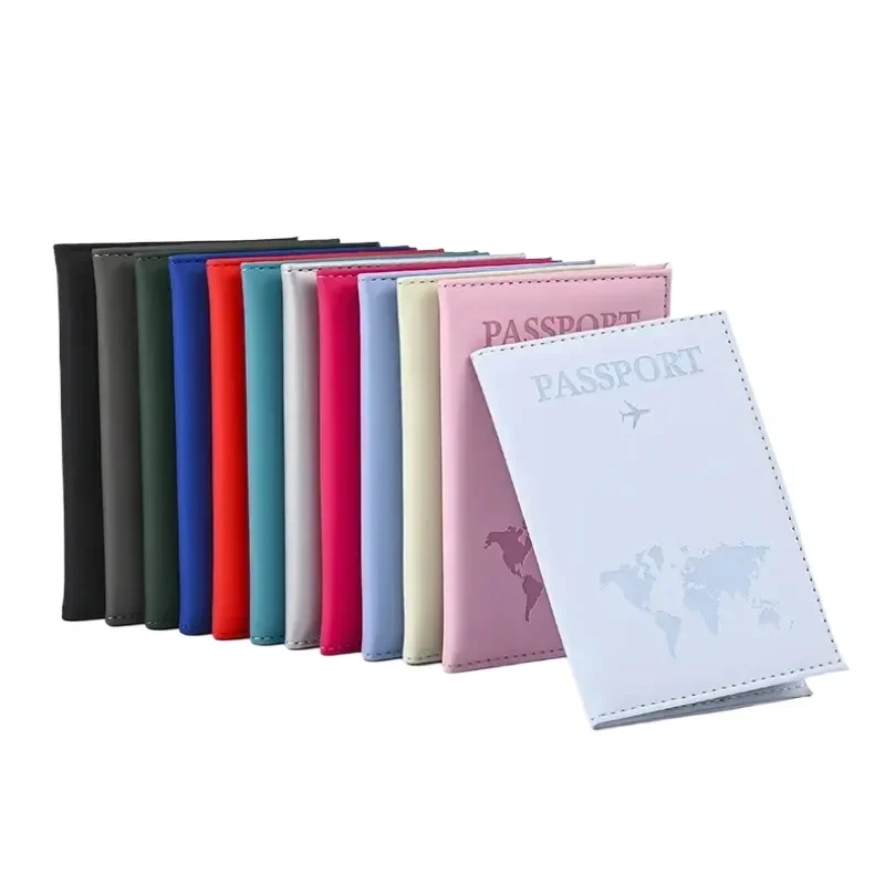 1pc World Trip PU Leather Passport Cover Case Document Sleeve International Travel Passport Holder Protector ID Credit Card Slot