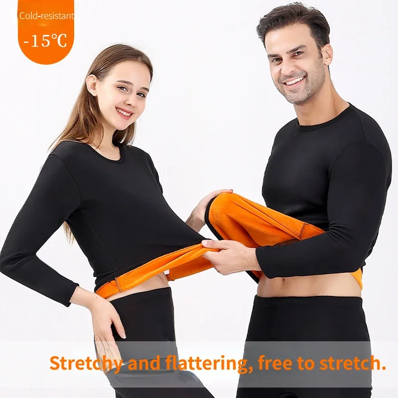 

Winter Thermal Underwear Sets autumn Clothes Trousers Plus Velvet Thickening Men & Women Warm Inner Wear Couples Suit Large Size