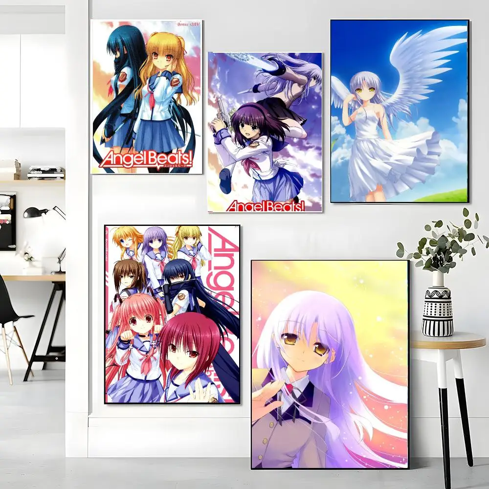 anime A-Angel Beats-S Painting Calligraphy Boho Botanical Decor for Living Room Elegant Home Style