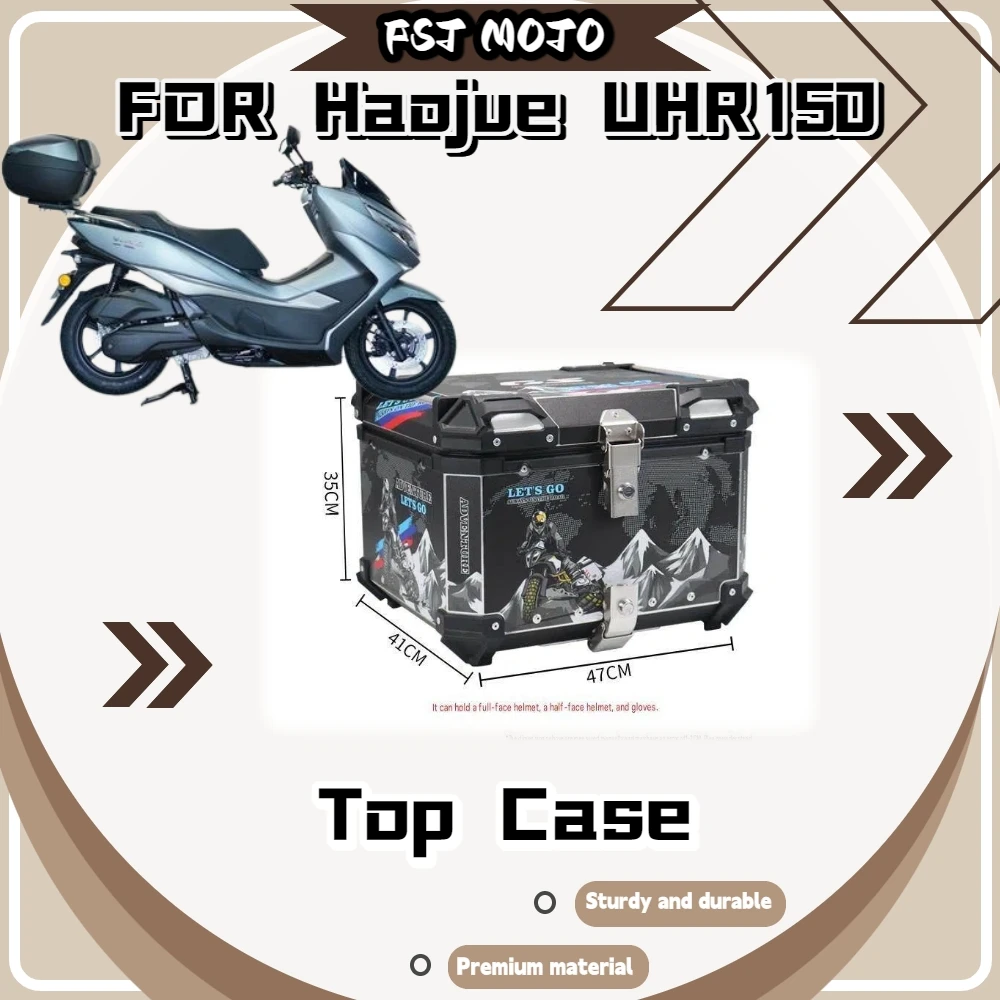 55L Waterproof Aluminum Tail Box With Carbon‑Steel Base Leather Lining Universal For Haojue UHR150 EV Motorbike Mod Accessories