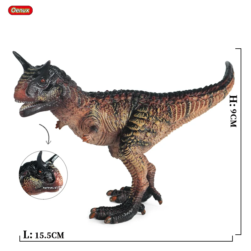 Oenux Jurassic Carnivorous Carnotaurus Figures Dinosaur Brinquedo Tyrannosaurus Model Collection PVC High Quality Toy Kids Gift