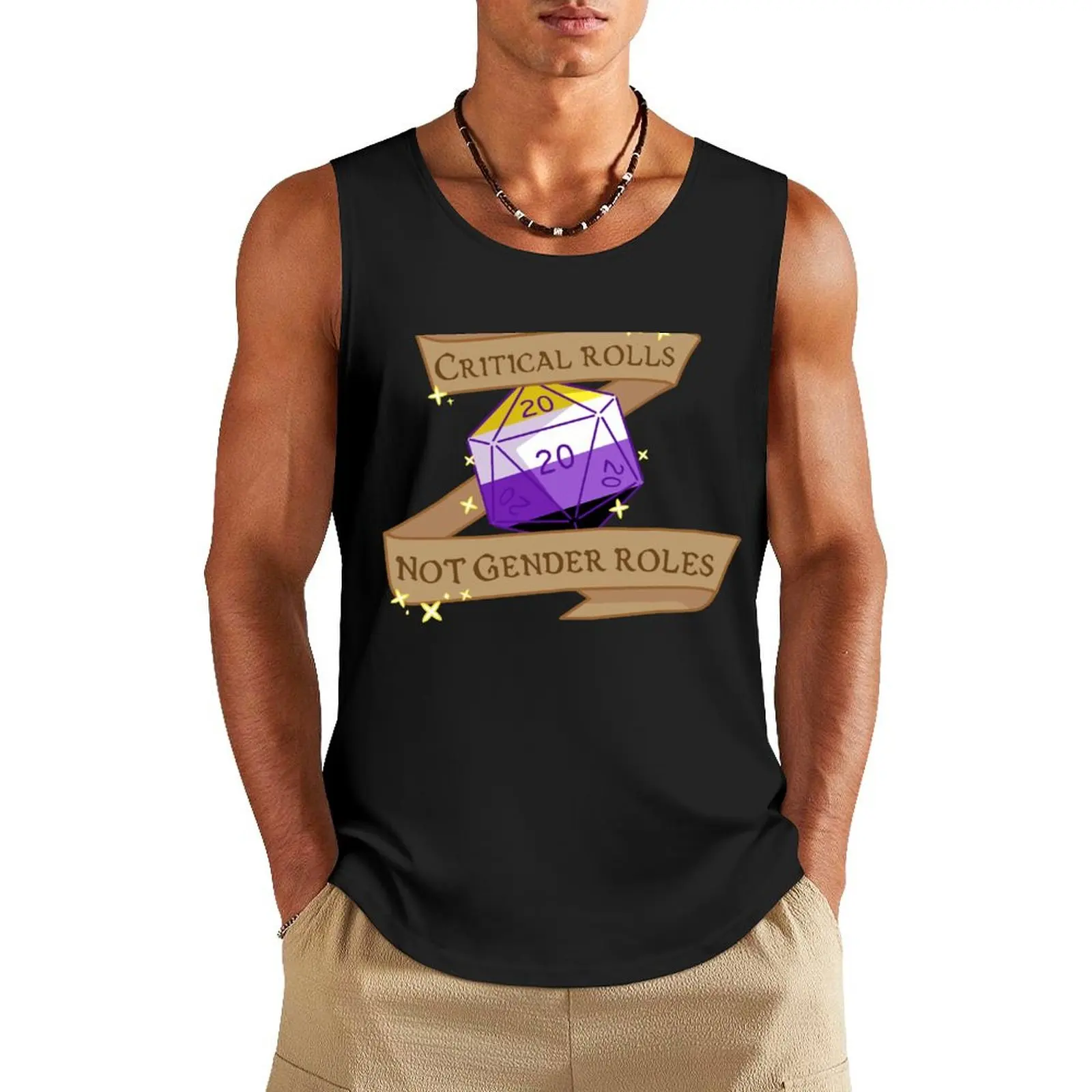 critical rolls not gender roles (nonbinary) Tank Top T-shirt male summer clothes for men Sports clothing