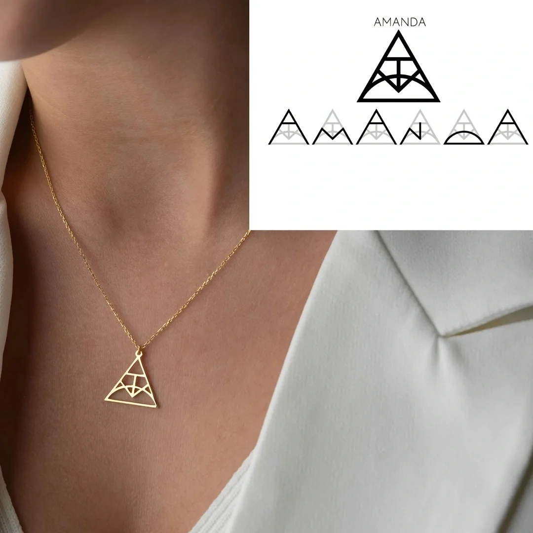 Custom Intertwined Initial Logo Necklace For Women Stainless Steel Gold Plated Hollow Monogram Pendant Necklaces Jewelry