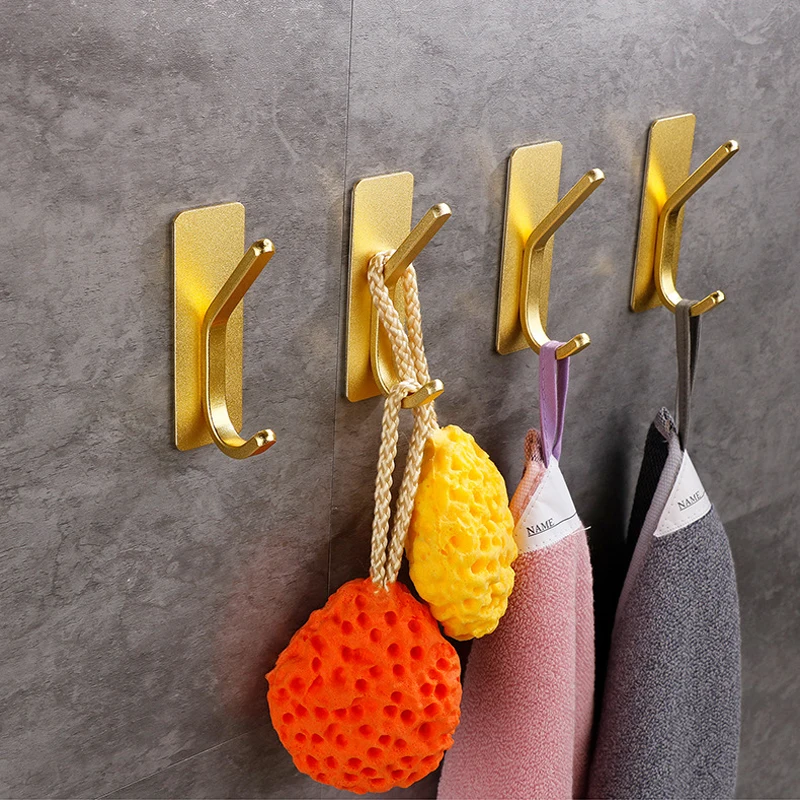 Self Adhesive Hook For Bathroom New Design Hooks Robe Towel Hanger Aluminum Alloy Shower Hook Hangers For Bathroom Accessories