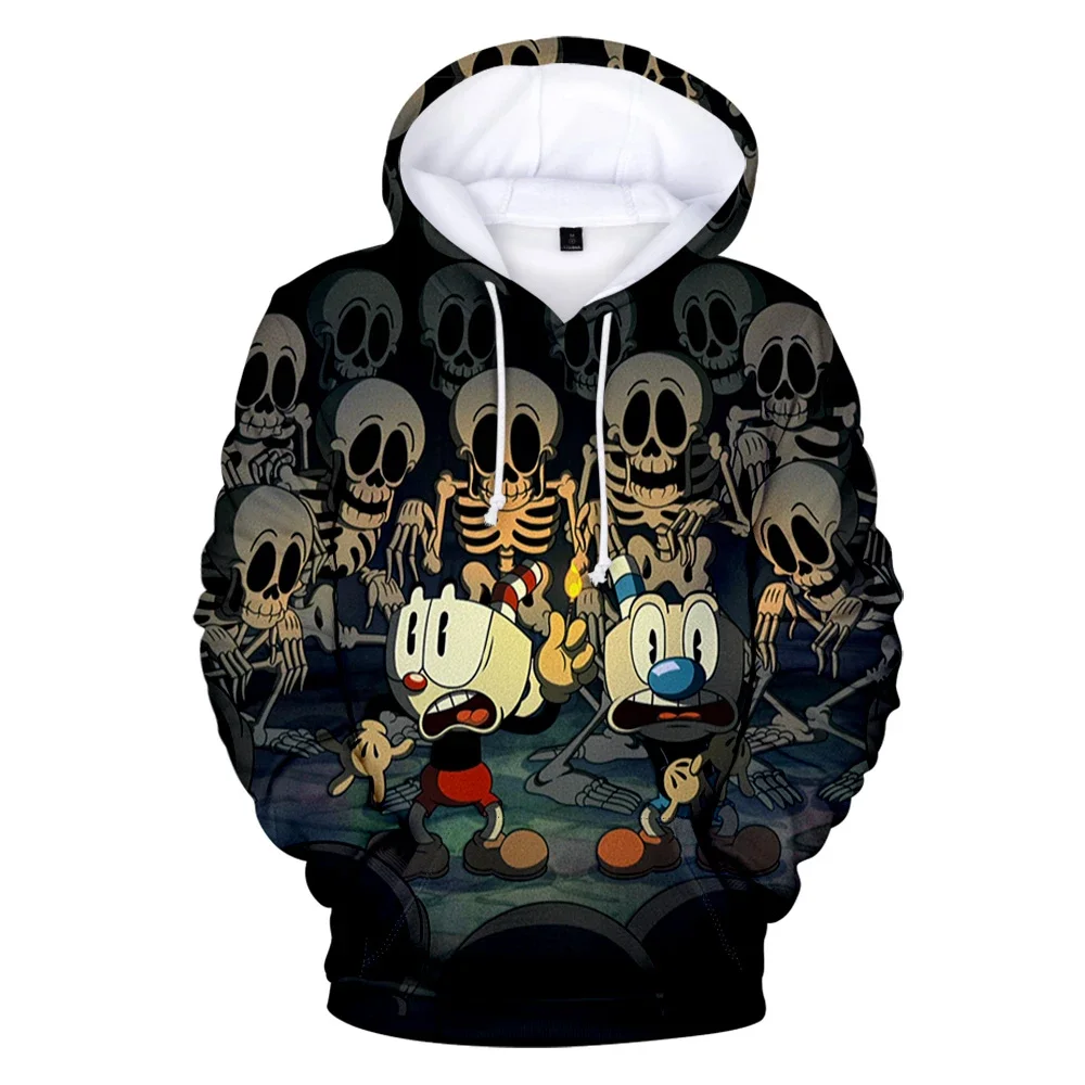 The Cuphead Show هوديس ثلاثية الأبعاد يطبع للجنسين موضة البلوز البلوز المسلسلات التلفزيونية الشارع الشهير رياضية الرجال الملابس Harajuku