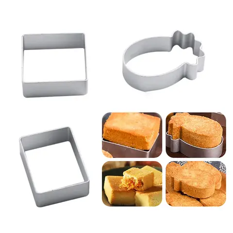 Juego de cortadores de galletas, molde de pastel de piña, molde de acero inoxidable con empujador, cortadores con forma de fruta, herramientas para hornear de dibujos animados