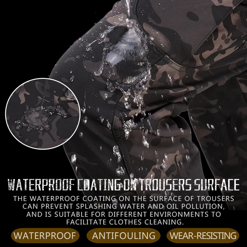 Tactische Cargo Fleece Broek Voor Heren Camouflage Combat Wandelen Soft Shell Broek Waterdichte Woon-werkbroek Airsoft Campingbroek