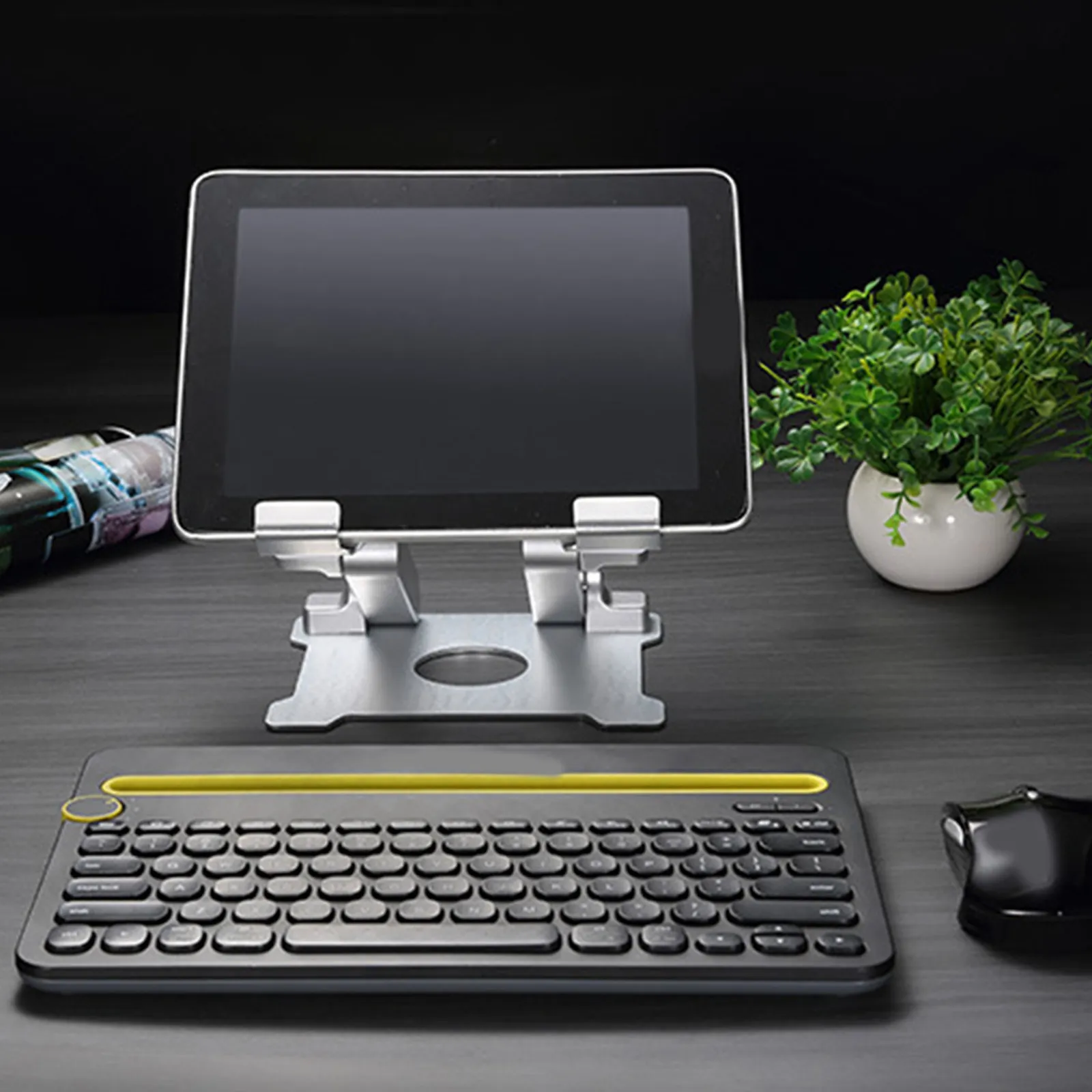 support-de-telephone-portable-en-metal-pour-diffusion-en-direct-support-de-tablette-reglable-argente-support-de-bureau-pliable-design-ergonomique-hauteur-reglable-pour-telephone-portable