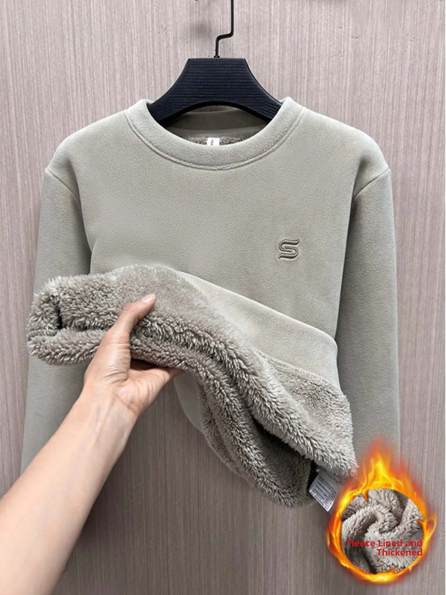

Мужская толстовка Cleanfit с флисовой подкладкой, длинным рукавом, термо-базовый слой, из полиэфирного волокна, теплая зимняя толстовка, повседневная футболка