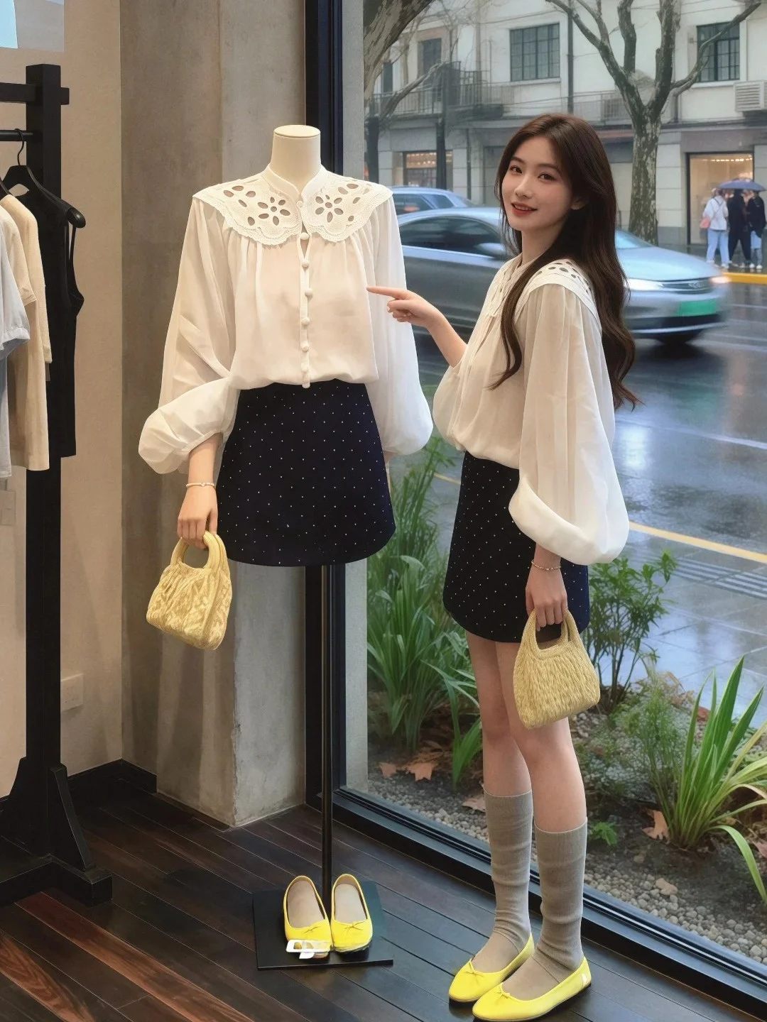 

Уникальный красивый белый женский топ с вырезами на воротнике и рукавами-фонариками для весеннего гардероба, в корейском стиле, для повседневной носки.