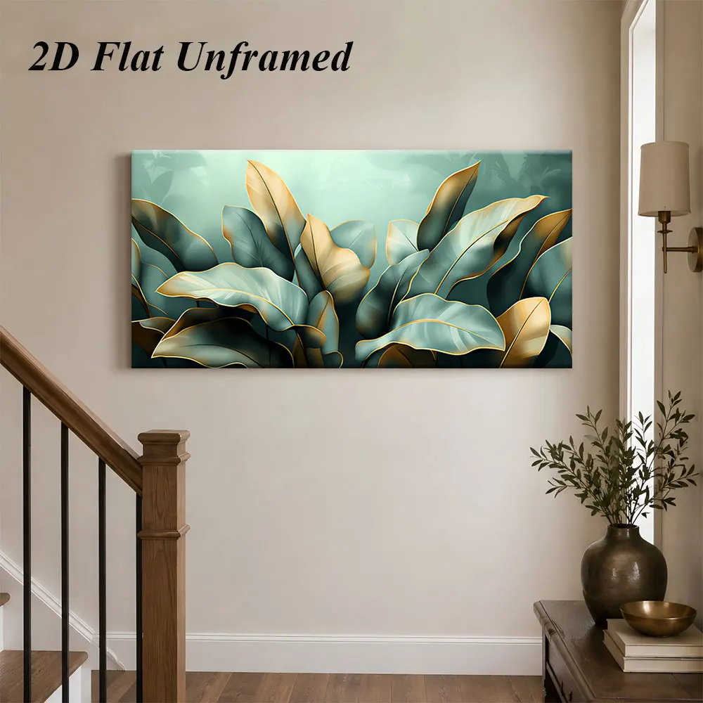 (1PC Unframe)1 piece of light luxury green plant decoration painting, modern simple and fresh natural plant art painting, 2D fla