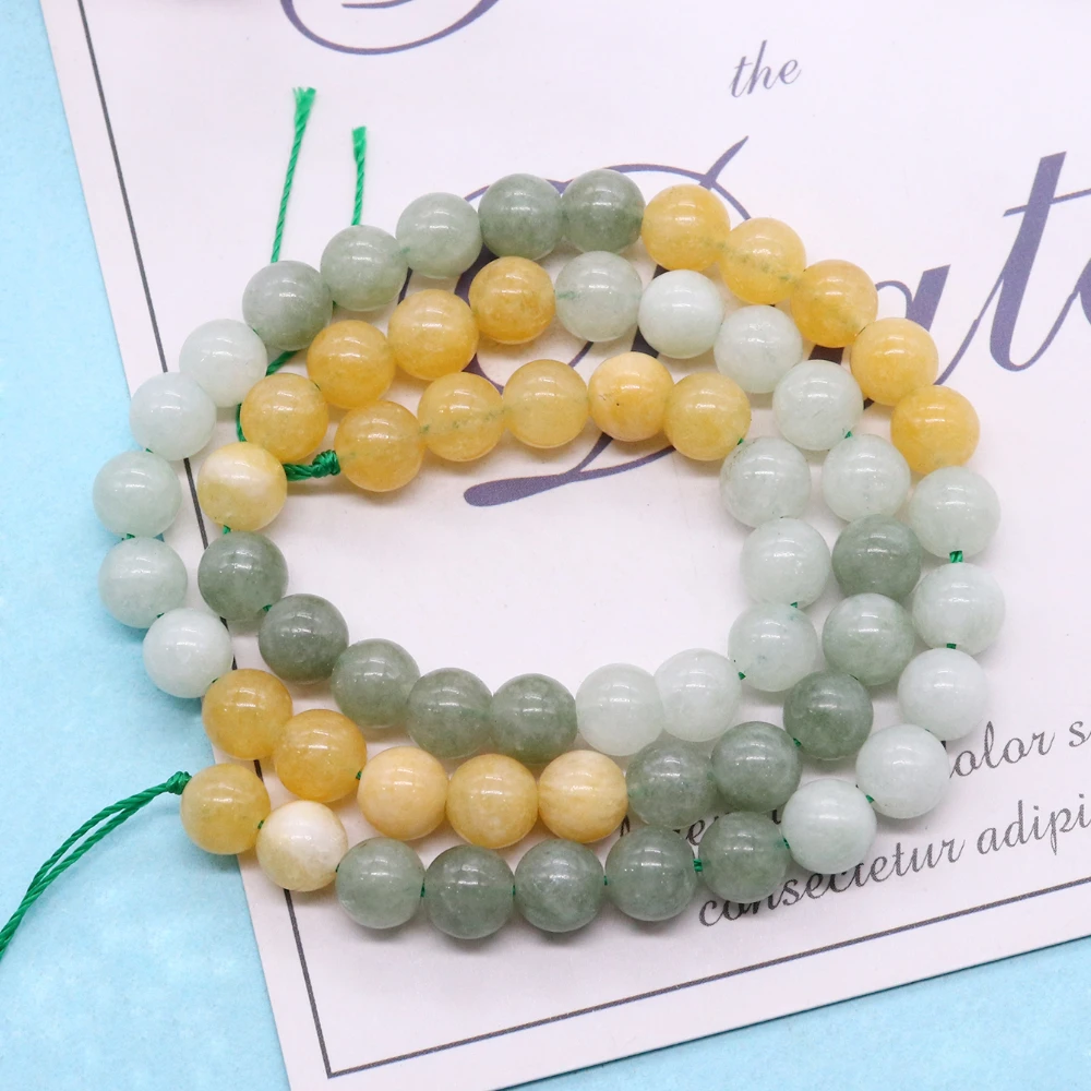 

Smooth 3-color Agate Natural Stone Beads Exquisite Women's Jewelry Making Round Agate DIY Bracelet Necklace Accessories 15“