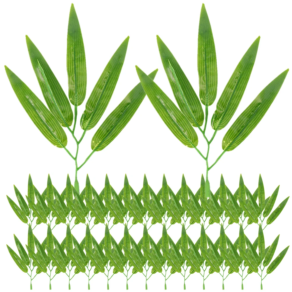 

30 Pcs Five-leaf Small Bamboo Leaves Fake Ornaments Plastic Lifelike Tape for Crafts Artificial Plant