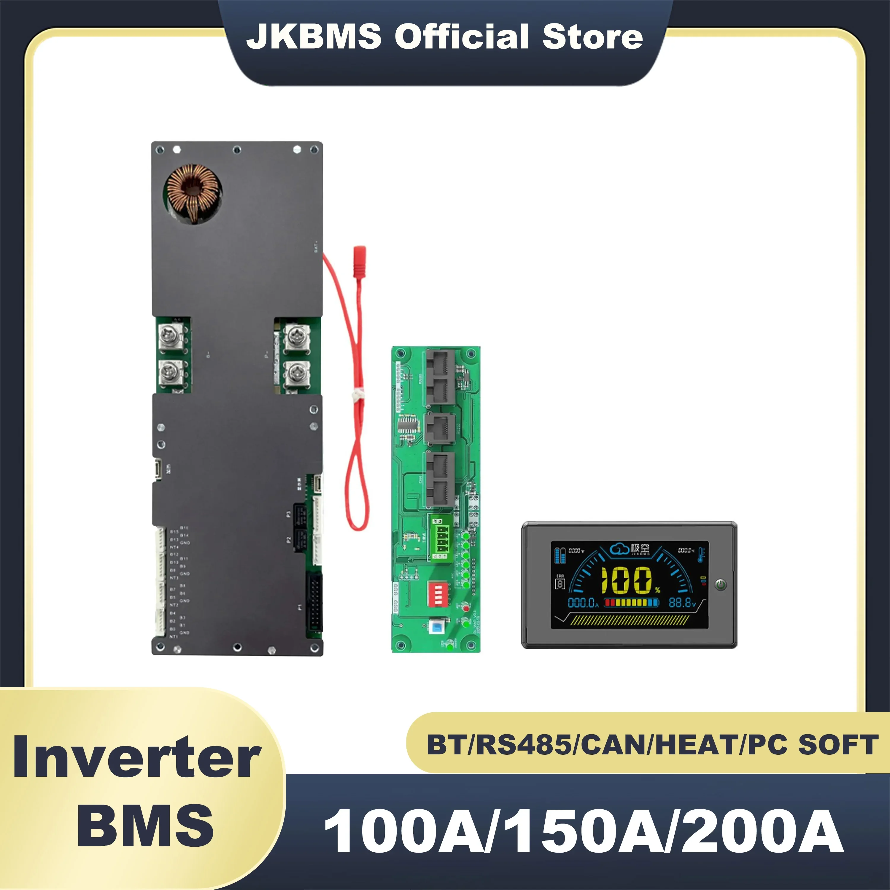 JKBMS inversor inteligente BMS 8S 16S 24V 48V 100A 150A 200A 8S-16S almacenamiento de energía familiar Lifepo4/Li-ion/LTO para inversor Growatt Deye