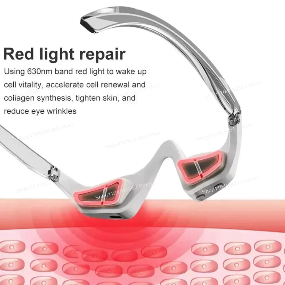 3D Vibration Micro-current LED Red Light Eye Massager, ABS Anti-aging Wrinkle & Dark Circle Remover