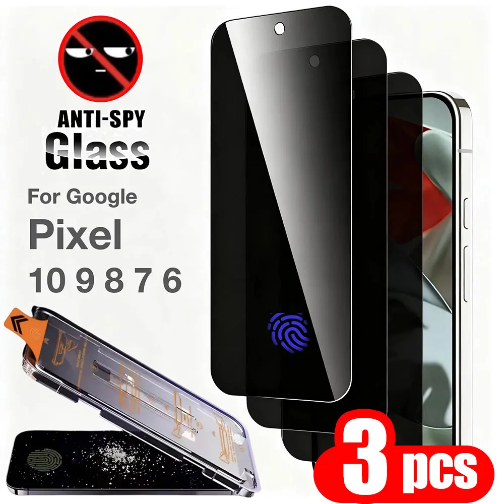 

1-3PCS Privacy Fingerprint Unlock Tempered Glass For Google Pixel 10 Pro XL 9 Pro XL 10 9A 8A 7A 6A Dust Free Easy Installation