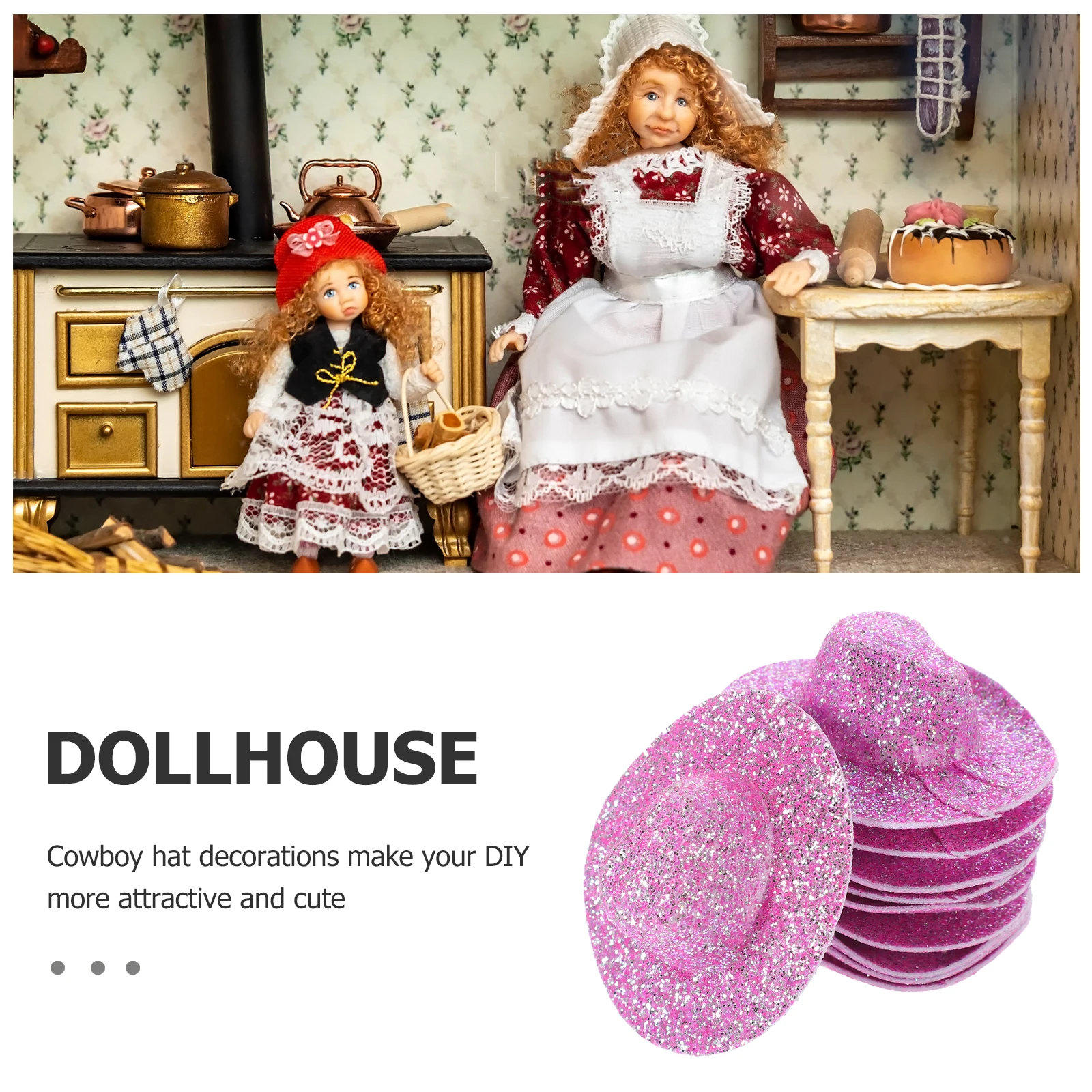 Petit chapeau de Cowboy ornement, 10 pièces, chapeaux miniatures mignons pour boissons, bricolage, fabrication de bijoux, sac, charme, acents décoratifs muraux de salle