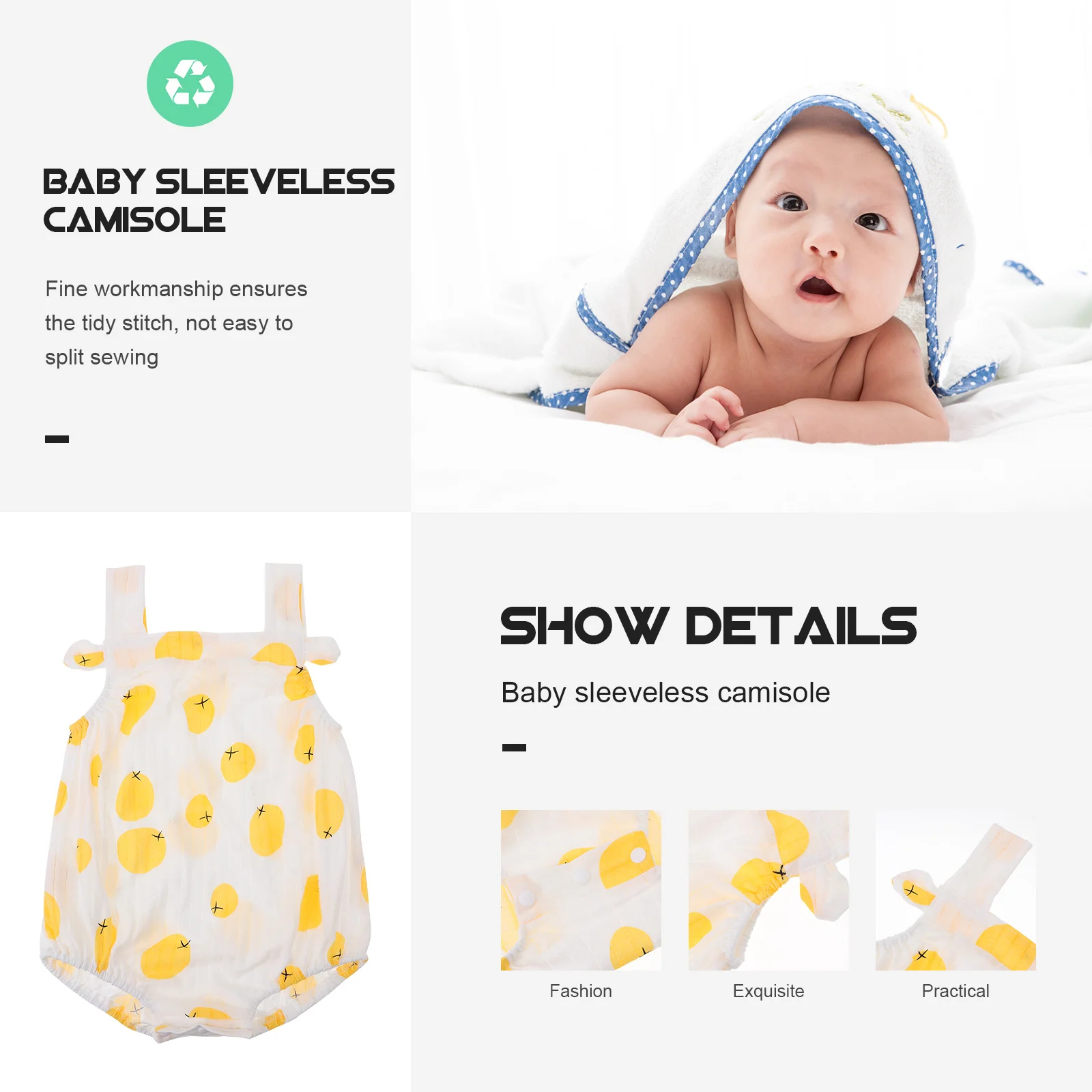 

1Pcs Newborn Suspender Clothes Baby Summer Sleeveless Camisole Cotton Breathable Clothes Baby Camisole
