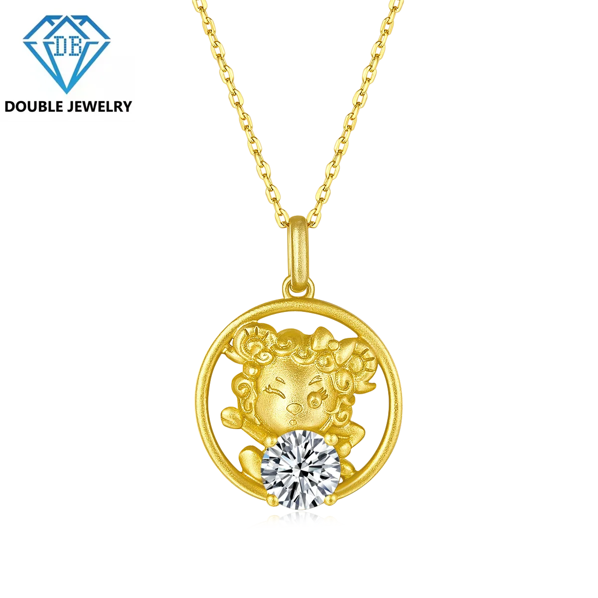 

Double Jewelry 12 Zodiac Animals Sheep pendant with 1ct moissanite necklace S925 silver for Women Men pendant Moissanite Jewelry