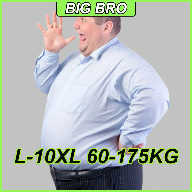 

12XL 10XL Men's Long Sleeves Shirt Plus Size 60kg-175kg Slim Tops Fit Business Classic Basic Formal Dress Shirts Male Clothes