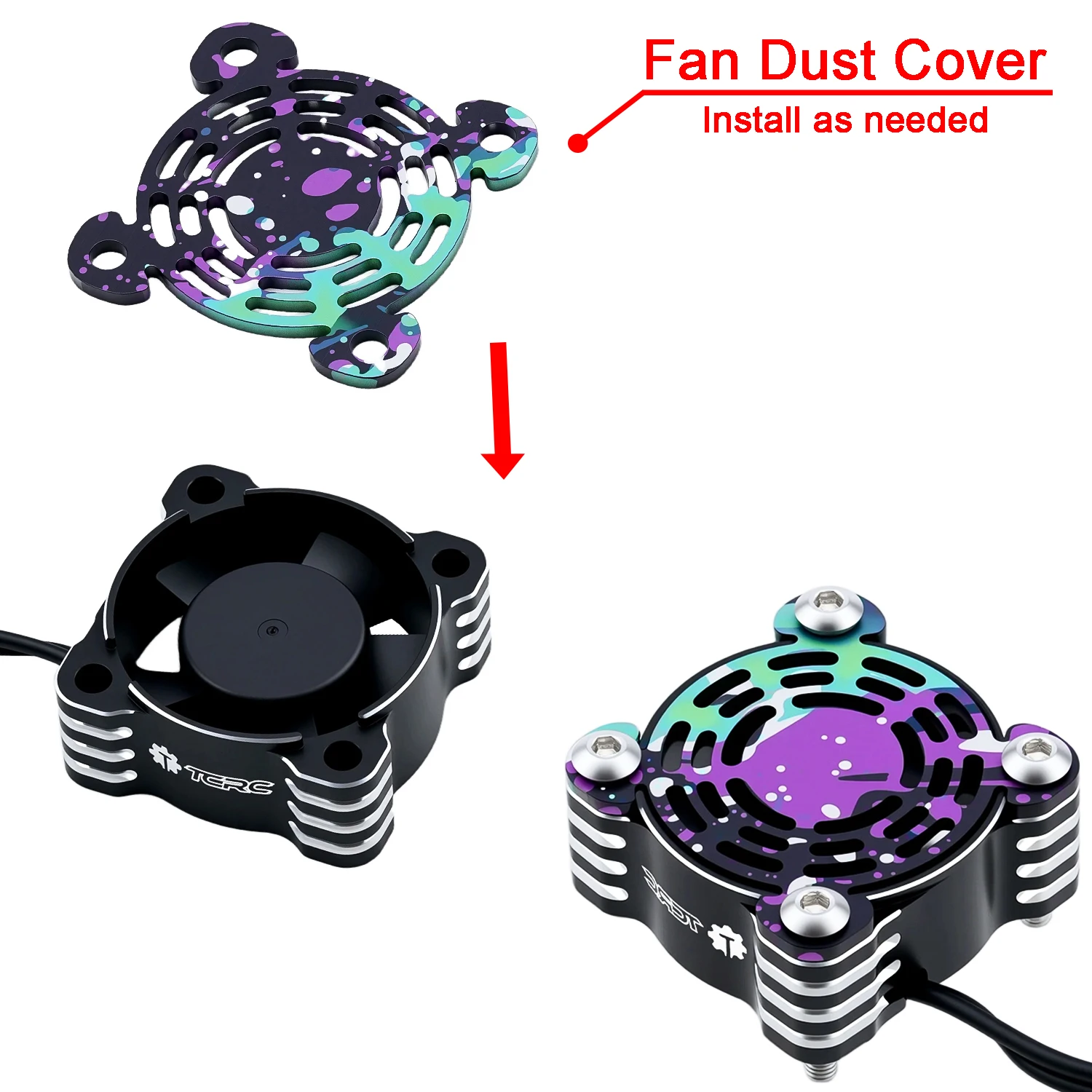 TCRC 30x30x13mm High Speed Aluminum RC Motor Heatsink ESC Cooling Fan for 1/10 1/8 RC Car Truck Buggy Truggy