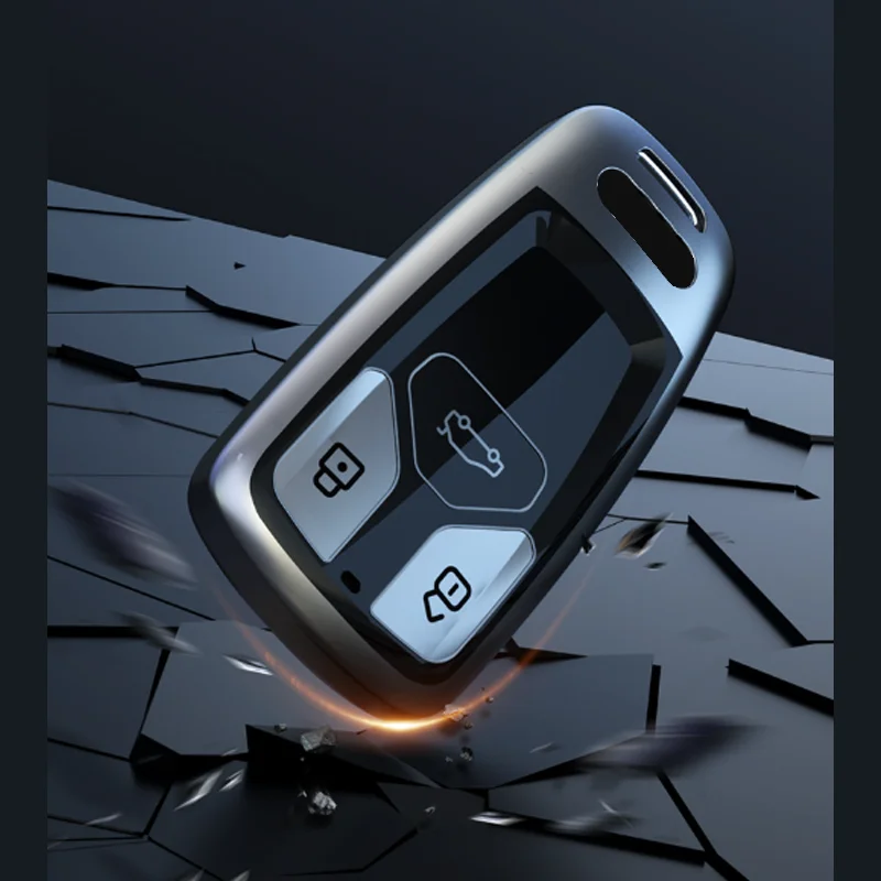 Titanium Gray for Audi A4 B9 A5 A6L A6 S4 S5 S7 8W Q7 4M Q5 TT TTS RS Coupe Smart Remote Car Key Case Cover Keyring Accessories