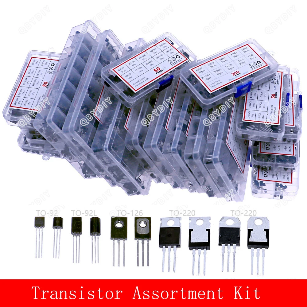 TO-92 TO-92L TO-126 TO-220 Series Mosfet Triode Thyristor PNP NPN Transistor Assortment Kit Box