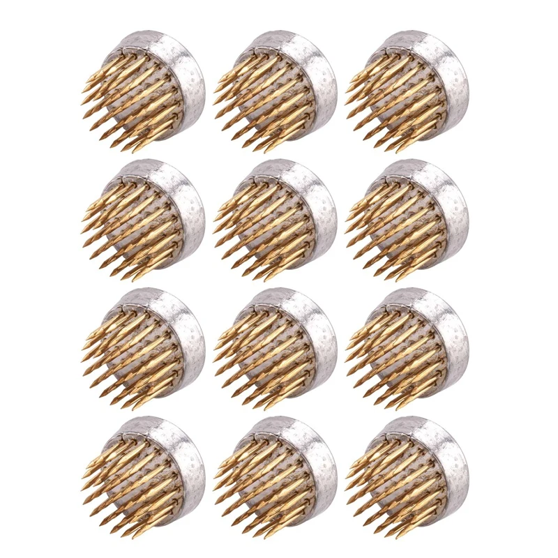 

12 Pack Flower Press Kenzans Round Flower Arranger Mini Floral Frogs Pins, 0.9 Inch Flower Pin Holder