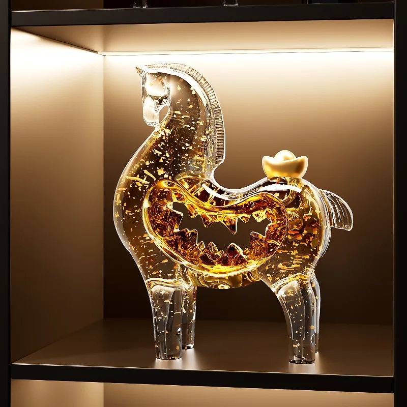 Home Decor Imitation Crystal Horse Ornament Statuette Luxury LivingRoom Entrance Wine Cabinet Office Desktop Figurine Decoration