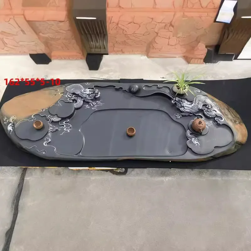 Natural stone Golden halo seed material Longteng Shengshi tea tray drainage tea sea stone gold skin ribbon pattern Wujinshi