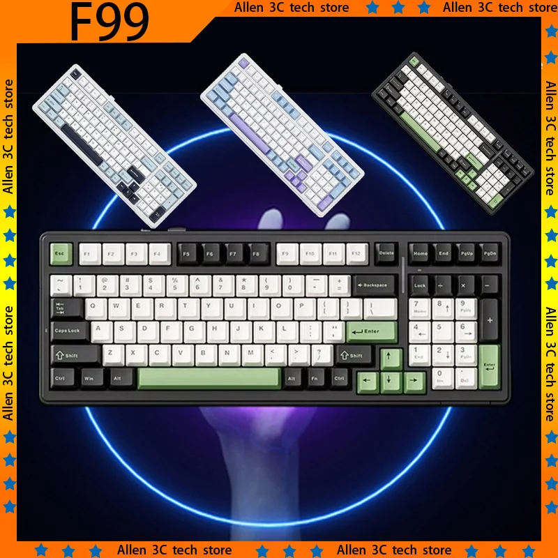 Original AULA F99 Machanical Keyboard Wireless Bluetooth 3Mode RGB Hot Swap Ergonomics Custom Gamer Laptop PC Gaming Keyboard