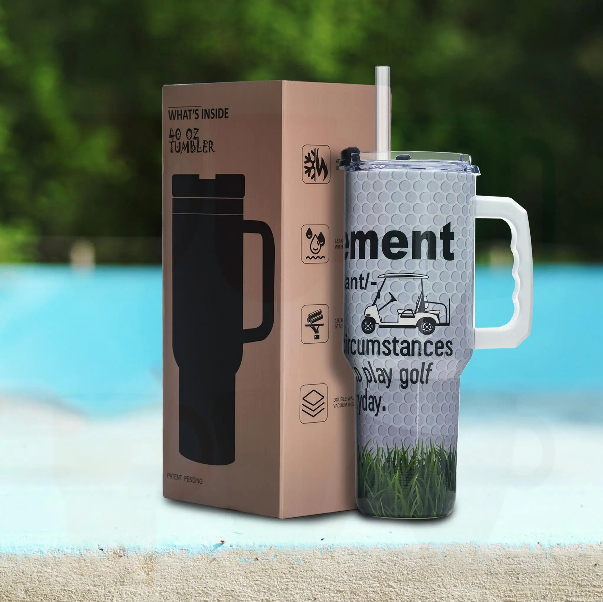 

Кружка для гольфа на пенсию, 40 унций, стакан из нержавеющей стали с ручкой, вакуумная изоляция, подарок для босса, учителя или коллеи