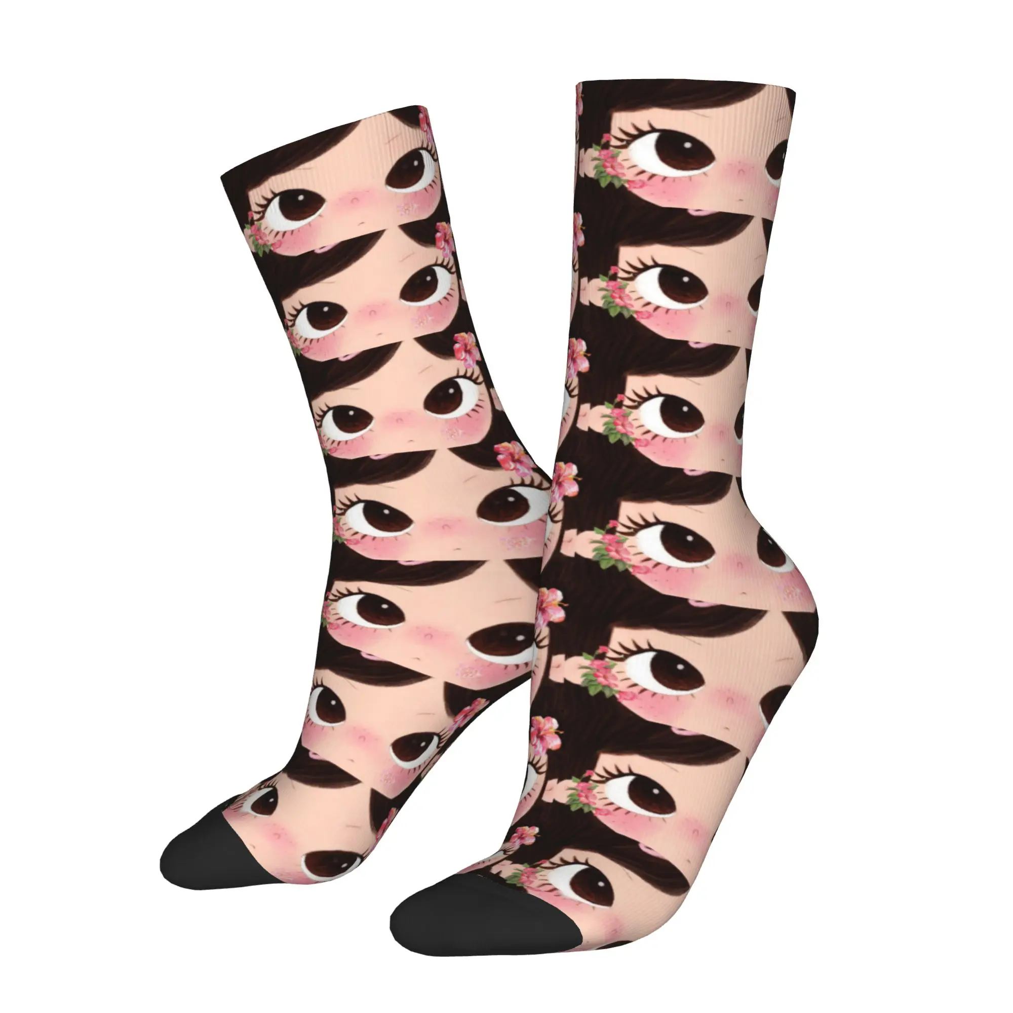 Custom Big Eyes Girl Comic Men Women Crew Socks Unisex Novelty 3D Printing  Dress Socks