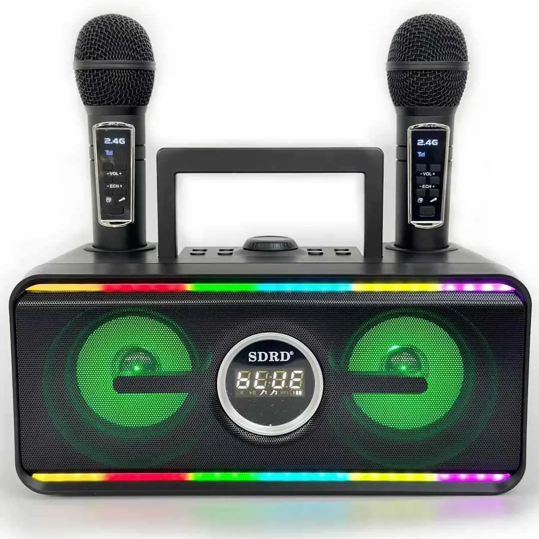 SD216 مكبر صوت بخاصية البلوتوث قابل للنقل DJ المحيطي ستيريو لاسلكي بصوت عال آلة 2 ميكروفون كاريوكي مجموعة المتكلم للحزب في الهواء الطلق