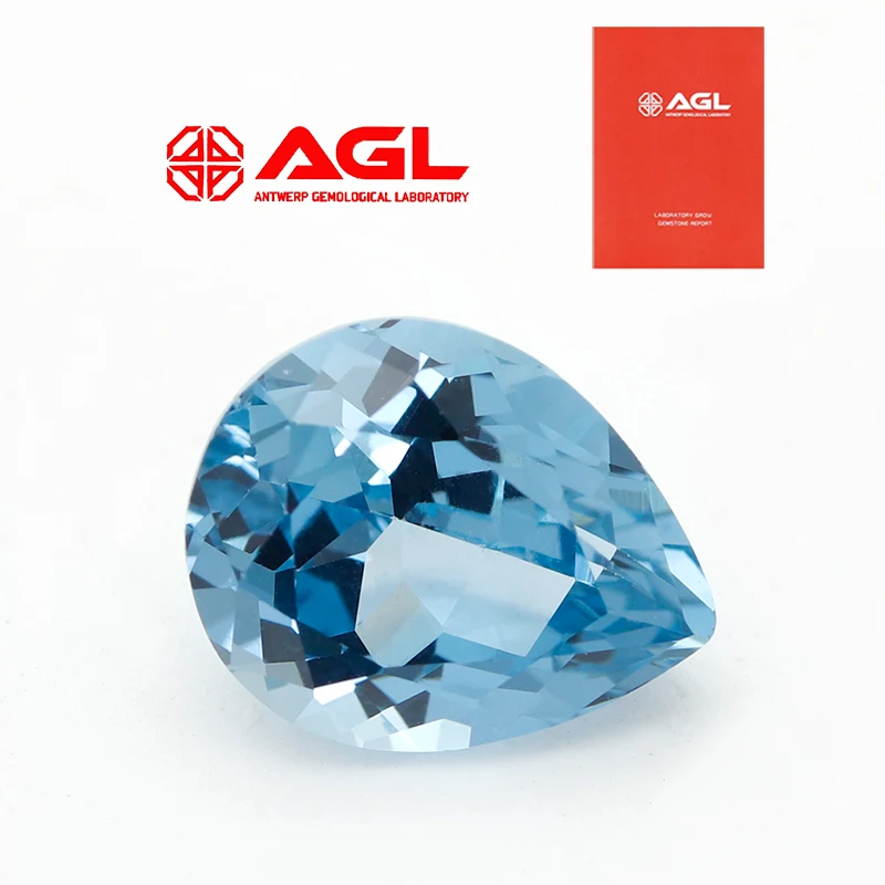 YinZheng Exceptional Santa Maria Blue Spinel Flame Melted Lab Aquamarine Spinel Pear With AGL Certificate Cultivate Aquamarine