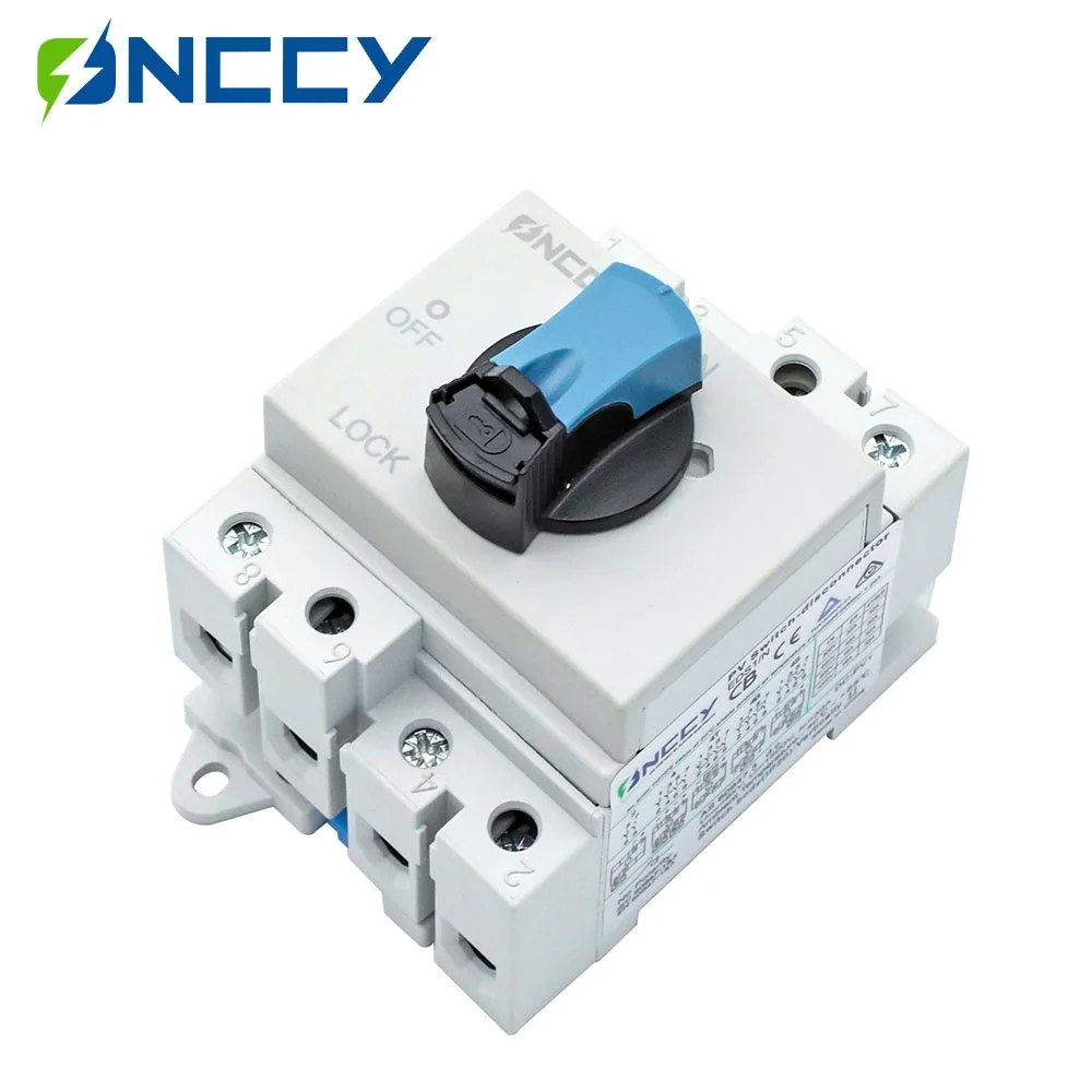 ONCCY DC Solar Isolator Switch, 1200V DC Switch for Solar, 4P PV Solar Switch, Din Rail Mounting DC Disconnect Switch 32A