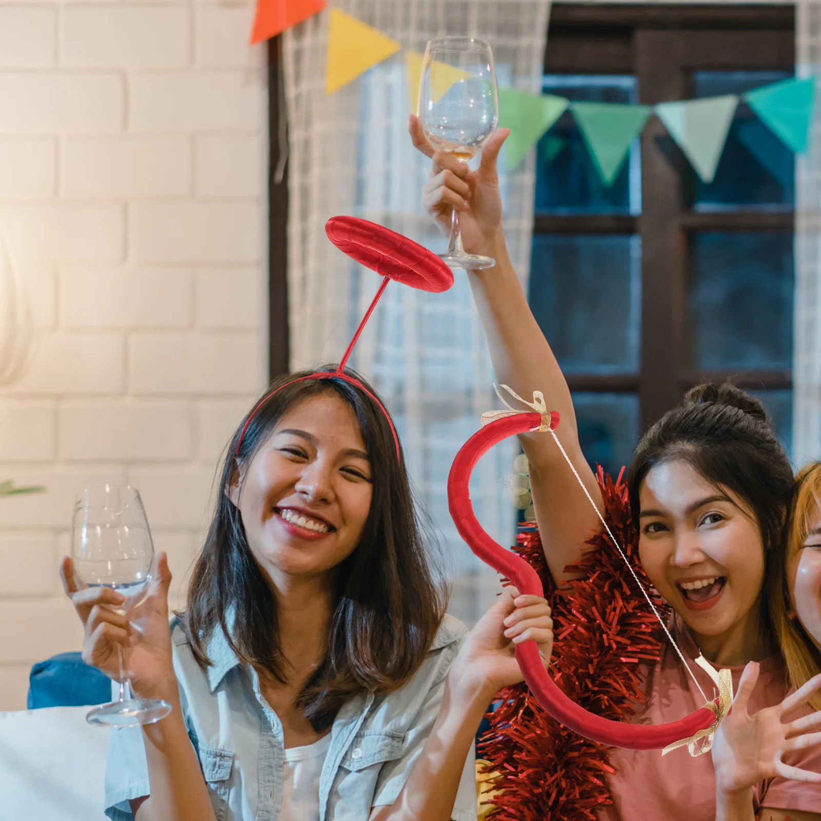 1 세트 큐피드 화살 활: 발렌타인 데이 의상 액세서리 여성용 레드 파티 코스프레 사진 소품 장식